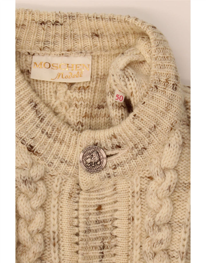 MOSCHEN MODELL Suéter cardigã feminino Trachten UE 50 3XL bege salpicado