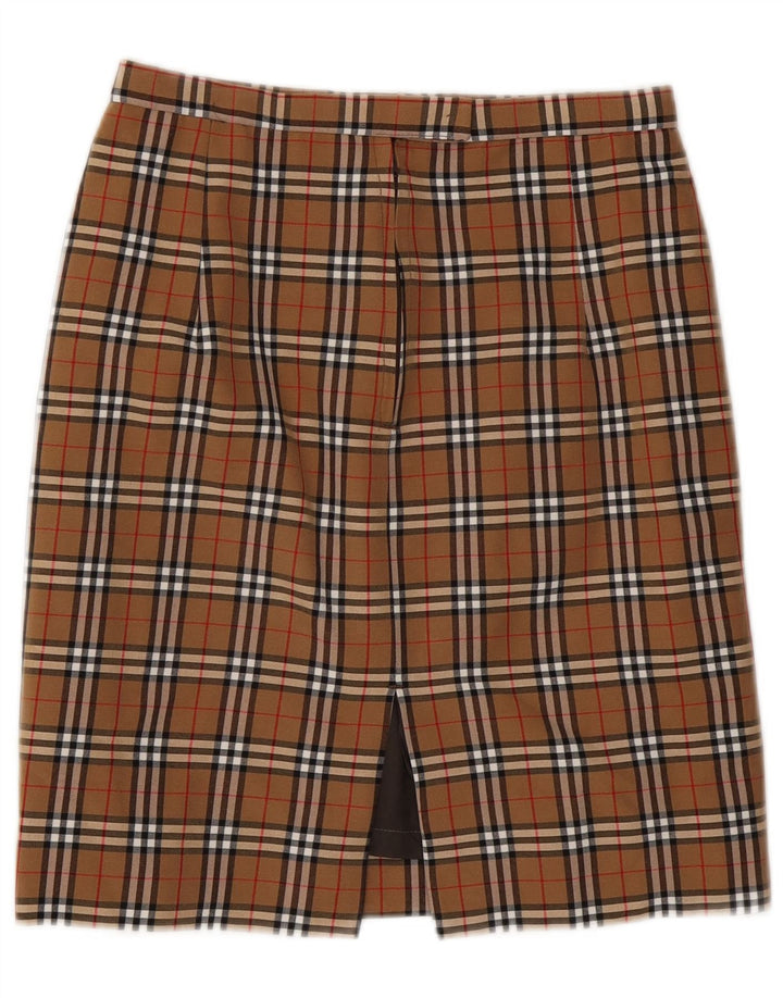 VINTAGE Womens Pencil Skirt W28 Medium  Brown Check