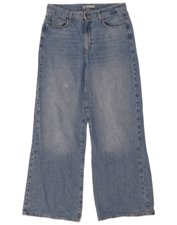 Zara Womens High Waist Wide Leg Jeans EU 40 Medium W30 L32 Blue Cotton
