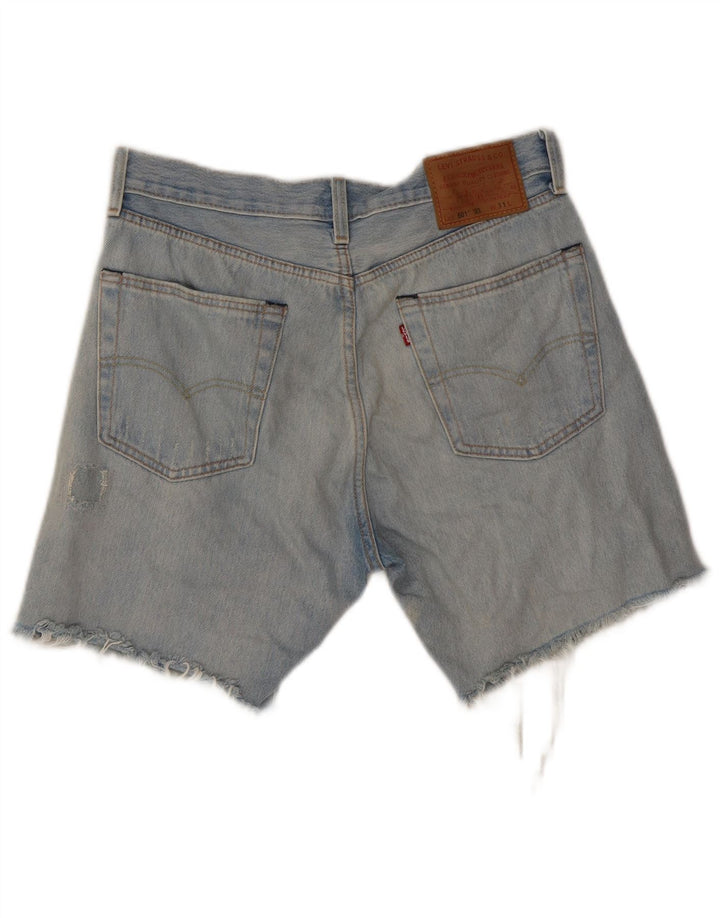 LEVI'S Mens 501 Distressed Denim Shorts W31 Medium Blue Cotton