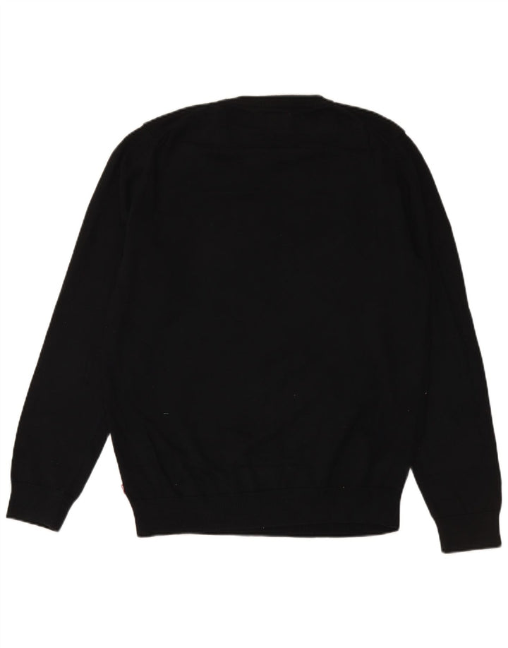 LEVI'S Mens Graphic Crew Neck Jumper Sweater Large Black Cotton