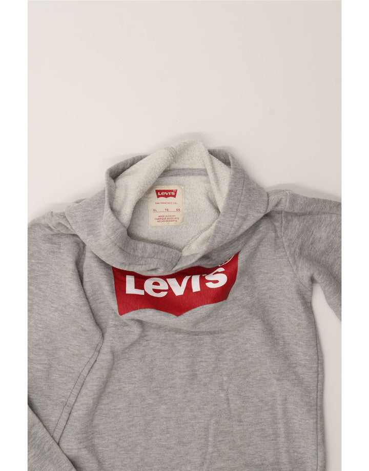 LEVI'S Boys Graphic Hoodie Jumper 11-12 Years XL Grey Cotton Vintage Levi's and Second-Hand Levi's from Messina Hembry 
