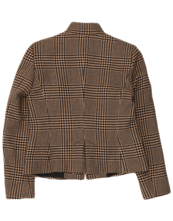 Intrend Veste blazer zippée pour femme UK 12 Marron moyen pied-de-poule
