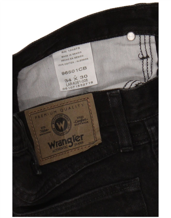 Wrangler Mens Straight Jeans W34 L30 Black Cotton