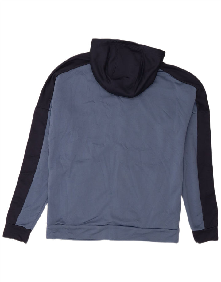Adidas Mens Zip Hoodie Sweater Large Blue Colourblock Polyester