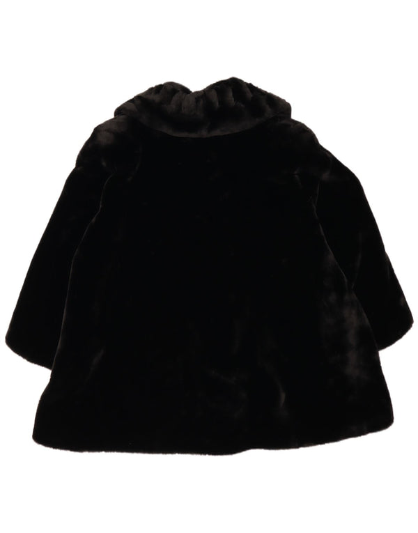 Vintage Womens Faux Fur Oversized Coat UK 18 XL Black Polyester