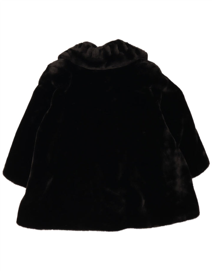 Vintage Womens Faux Fur Oversized Coat UK 18 XL Black Polyester