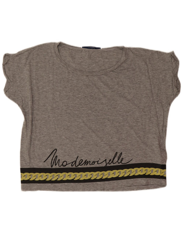 T-shirt grafica oversize da donna Liu Jo Top UK 4 XS cotone grigio