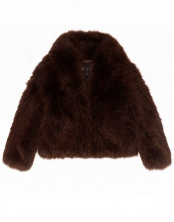 Zara Veste surdimensionnée en fausse fourrure pour femme UK 14 Polyester marron moyen