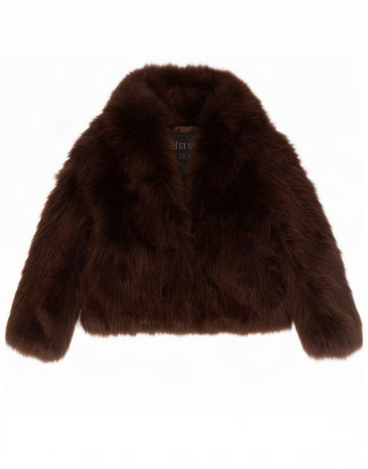 Zara Veste surdimensionnée en fausse fourrure pour femme UK 14 Polyester marron moyen