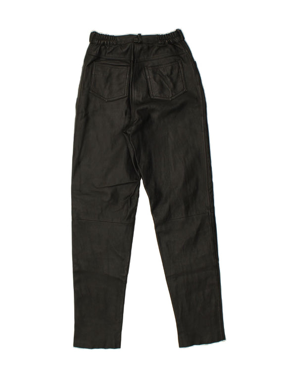 VINTAGE Womens Tapered Casual Trousers UK 8 Small W26 L30 Black Leather