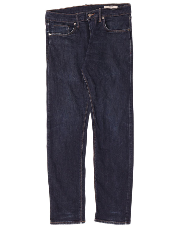 Jeans slim da uomo Marks & Spencer W32 L31 cotone blu navy