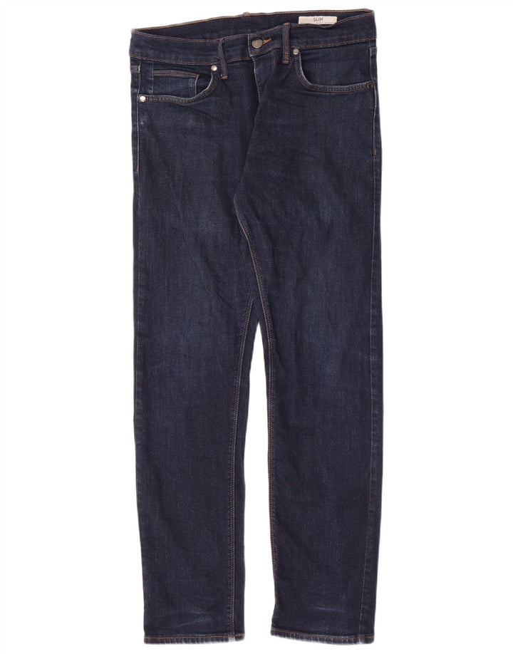 Jeans slim da uomo Marks & Spencer W32 L31 cotone blu navy