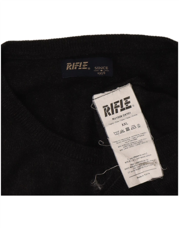 Rifle Mens Crew Neck Jumper Sweater 2XL Grey Acrylic