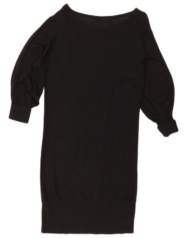 Massimo Dutti Damen Langarm-Pulloverkleid UK 10 Small Schwarze Wolle