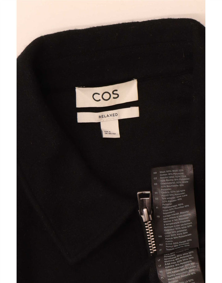 Cos Mens Relaxed Polo Neck Jumper Sweater XL Black Wool