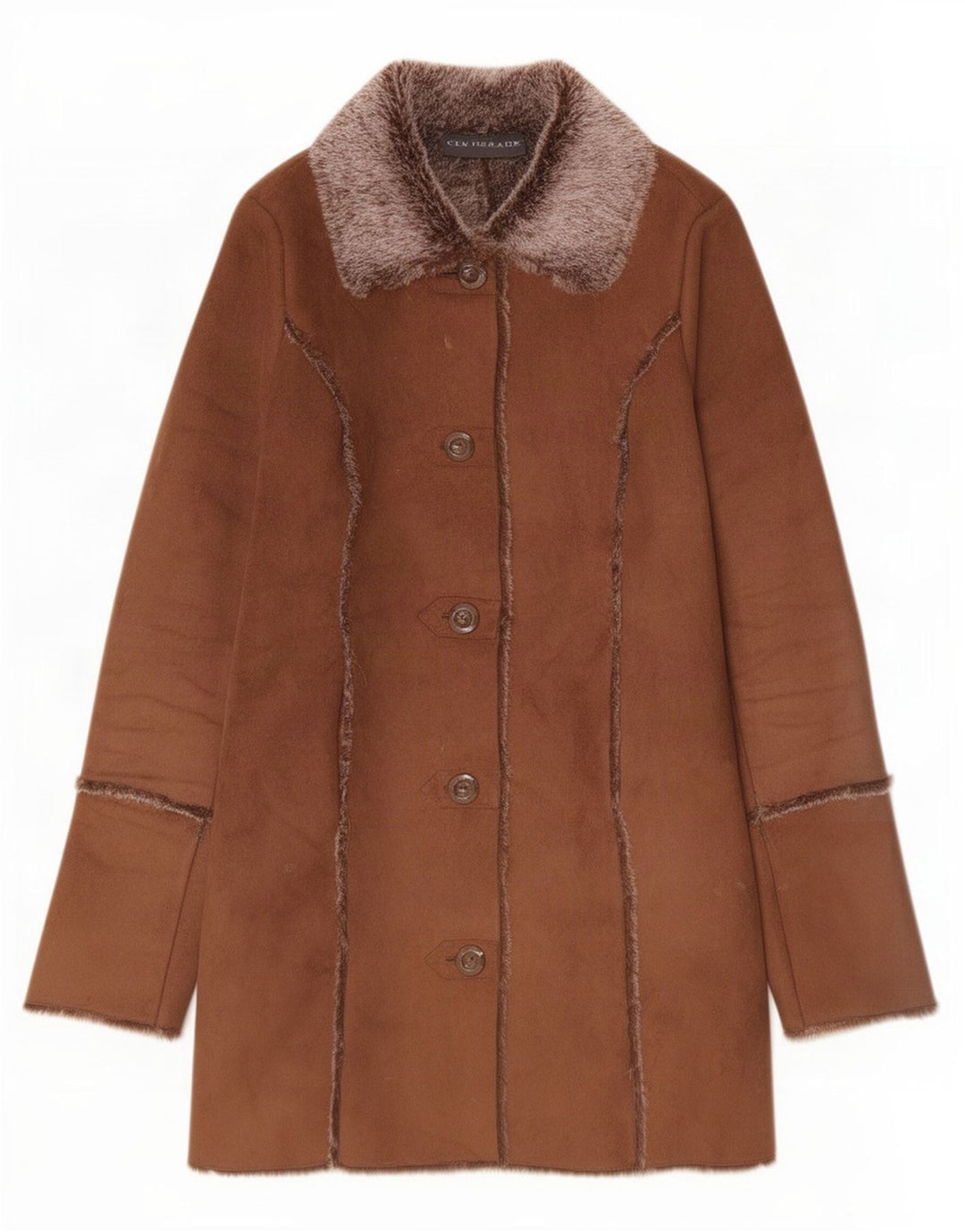 Cappotto oversize in sherpa da donna Centigrade UK 10 piccolo in poliestere marrone