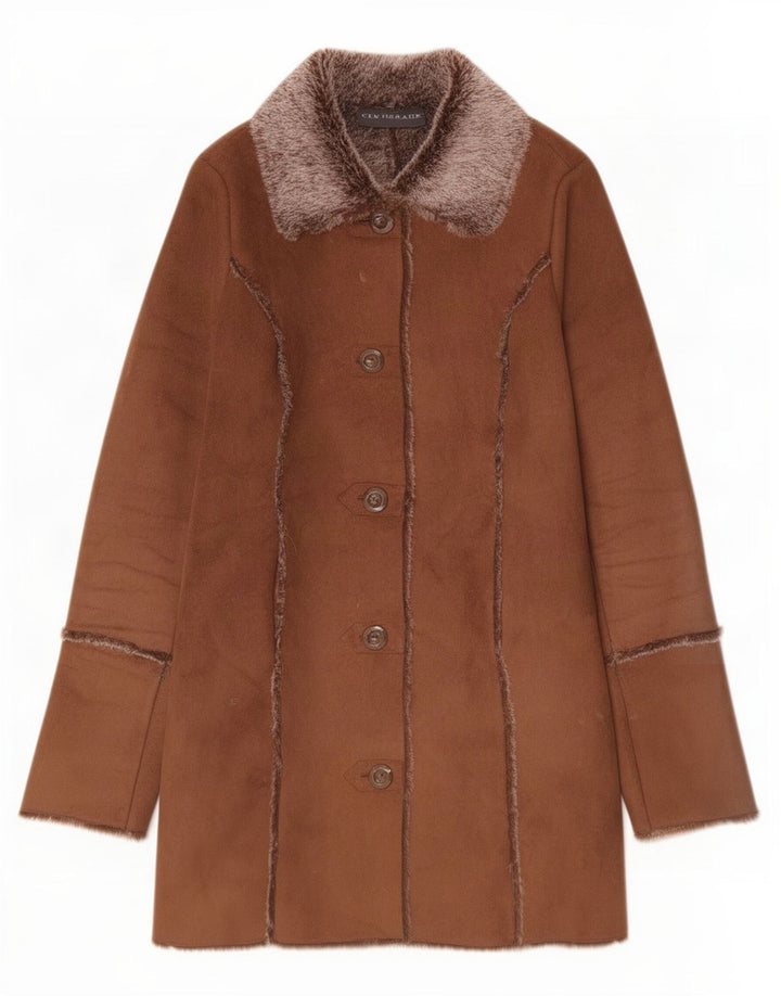 Cappotto oversize in sherpa da donna Centigrade UK 10 piccolo in poliestere marrone