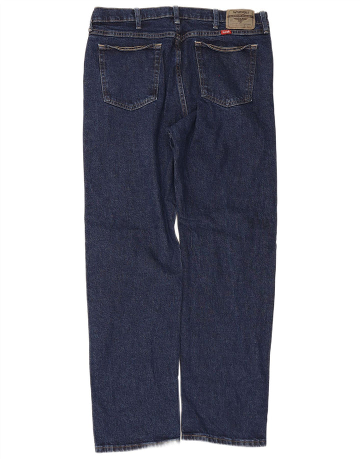 Wrangler Mens Straight Jeans W36 L32 Navy Blue Cotton