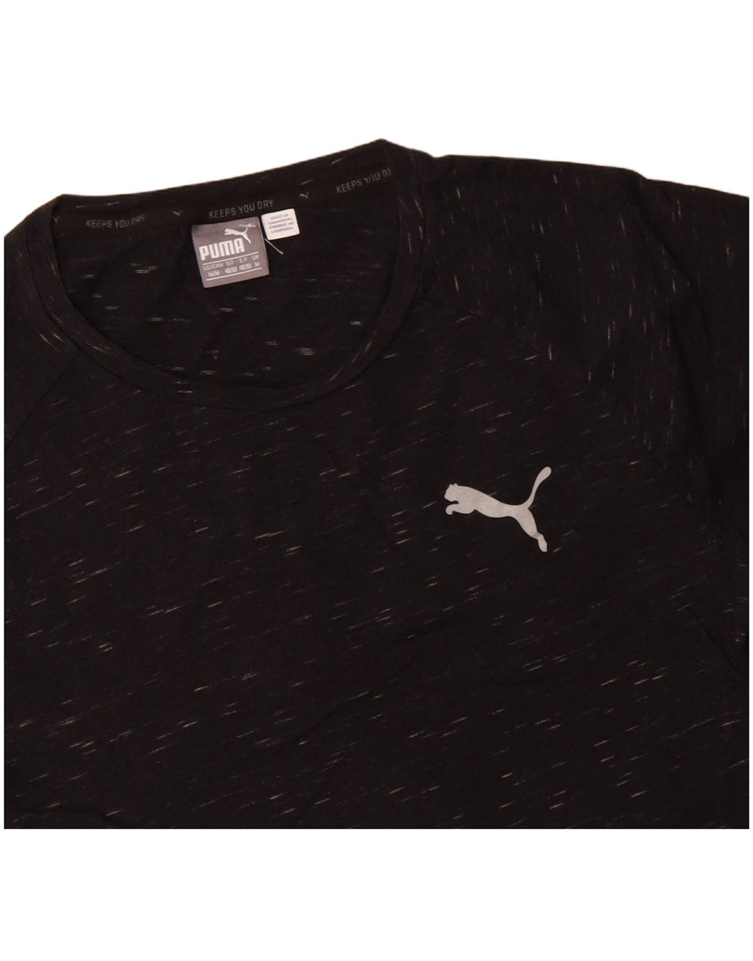 PUMA Mens T-Shirt Top Medium Black Flecked Cotton