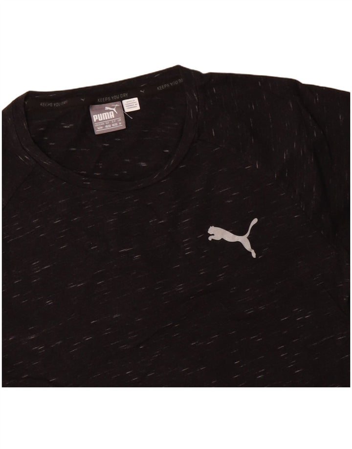 PUMA Mens T-Shirt Top Medium Black Flecked Cotton