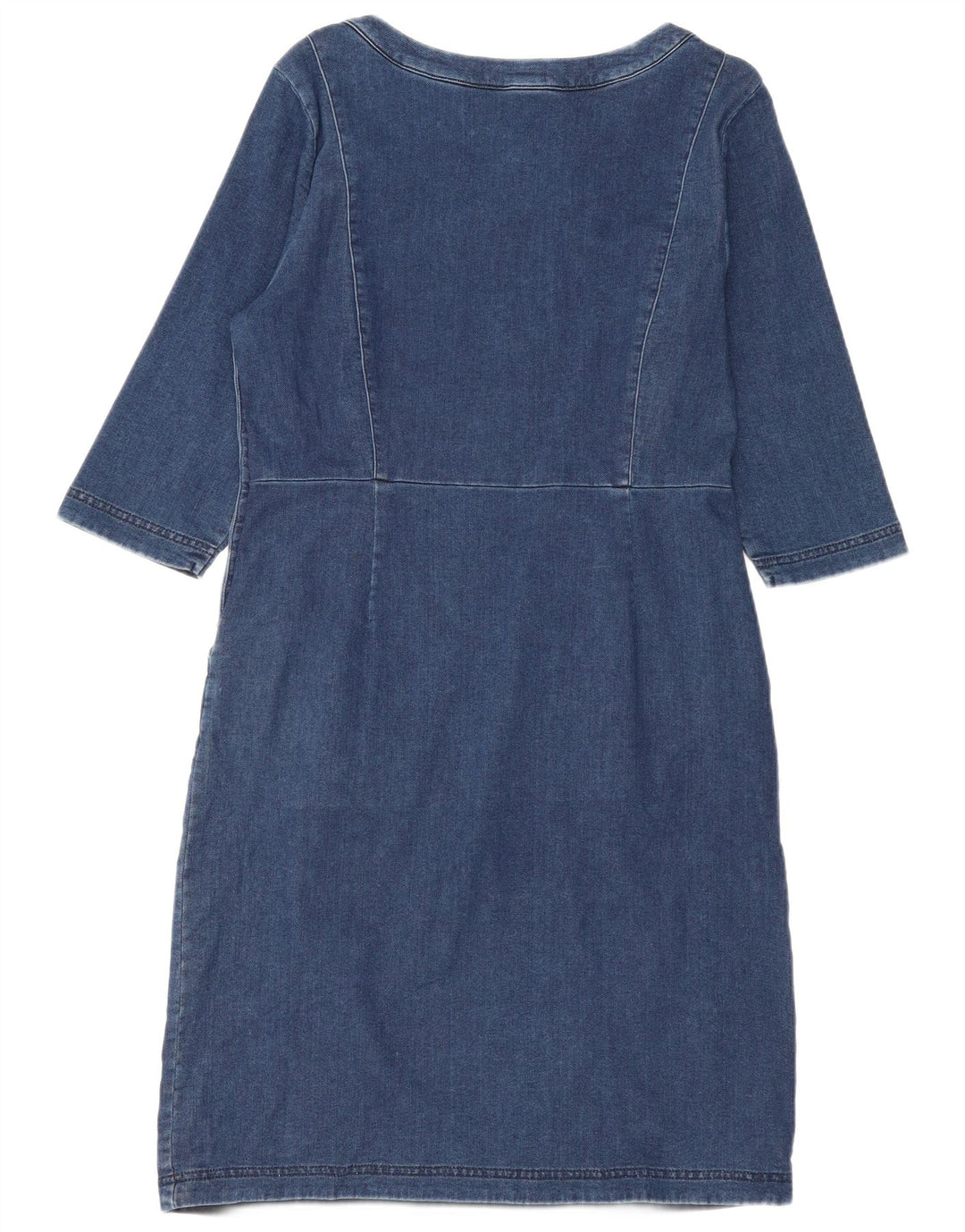 Laura Ashley Womens 3/4 Sleeve Basic Dress UK 14 Large Blue Cotton