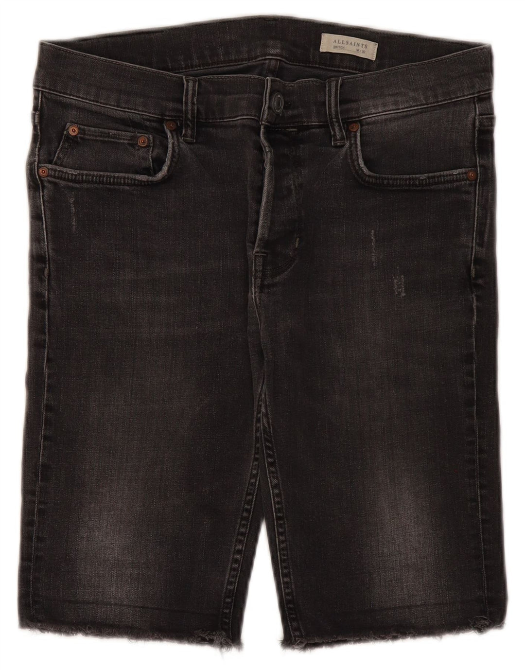 All Saints Mens Denim Shorts W30 Medium Grey