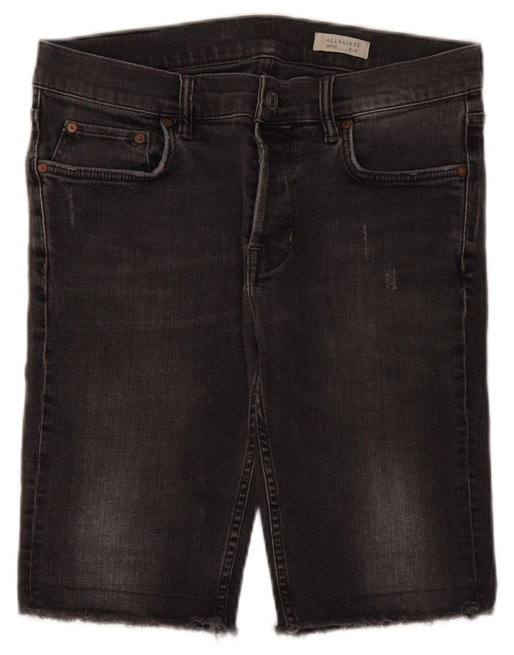 All Saints Mens Denim Shorts W30 Medium Grey