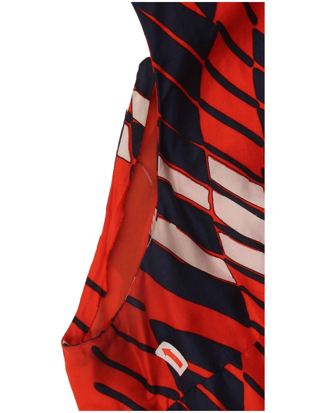 VINTAGE Womens Front Tie Sleeveless Blouse Top UK 14 Medium Red Striped