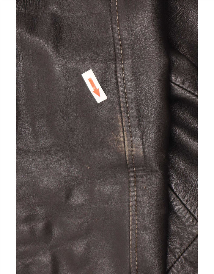 Jaqueta de couro masculina vintage UK 40 grande preta