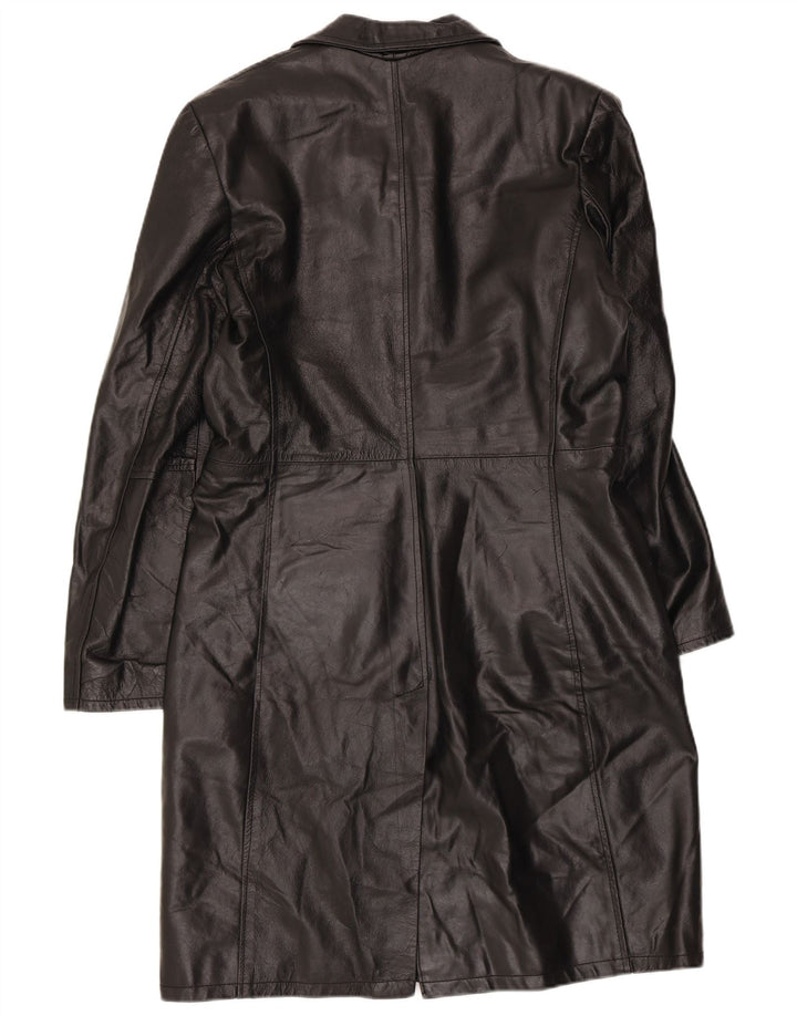 manteau en cuir femme vintage UK 18 XL Cuir Noir