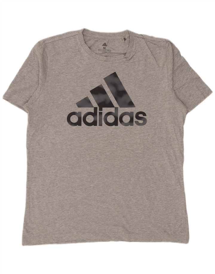 ADIDAS Mens Graphic T-Shirt Top Medium Grey Flecked Cotton