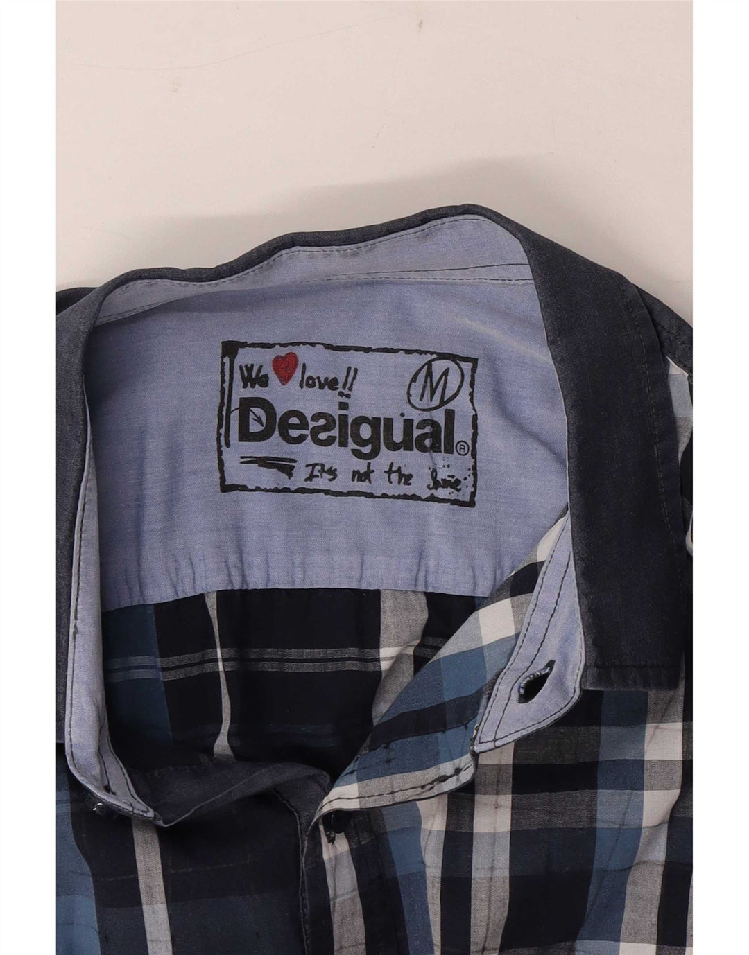 Desigual herreskjorte medium marineblå ternet bomuld