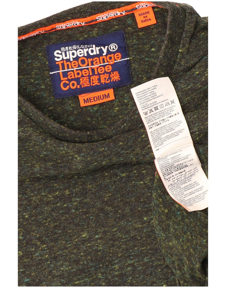 T-shirt da uomo Superdry Top in cotone chiazzato medio kaki