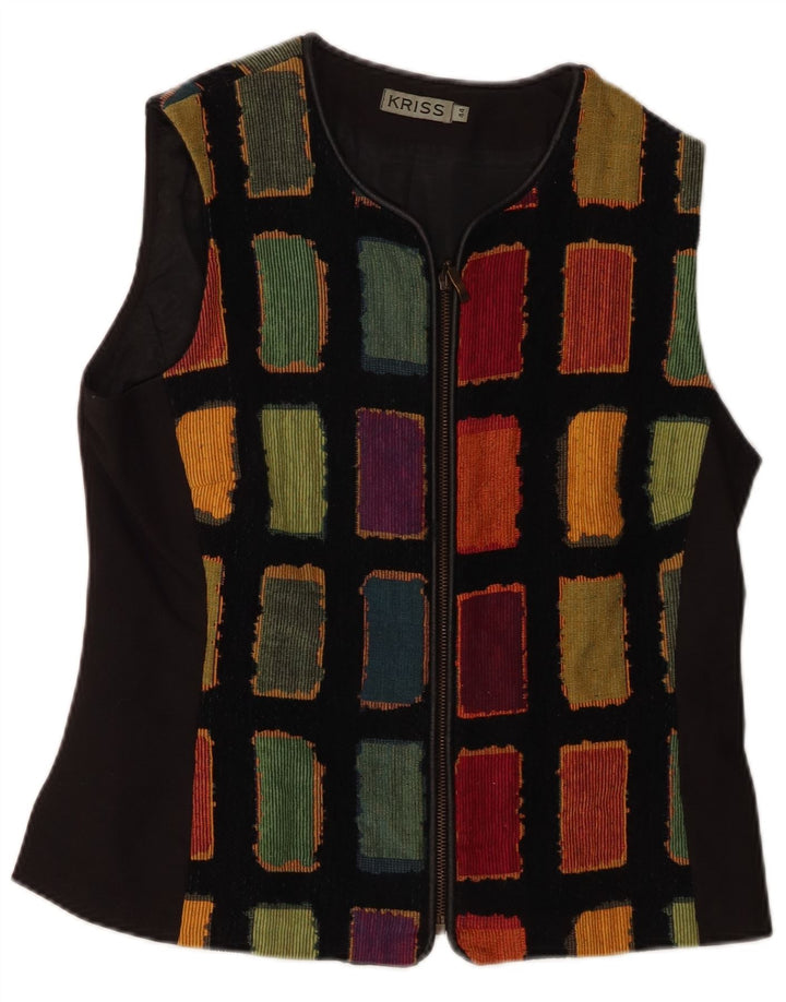 Kriss Femme Gilet IT 44 Moyen Noir Géométrique Coton