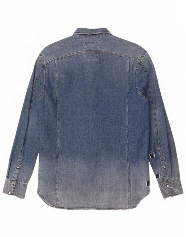 G-Star Homme Chemise en Jean Déchiré Large Bleu Coton
