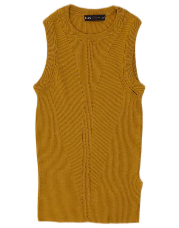 Marks & Spencer Womens Vest Top UK 10 Small Yellow Viscose