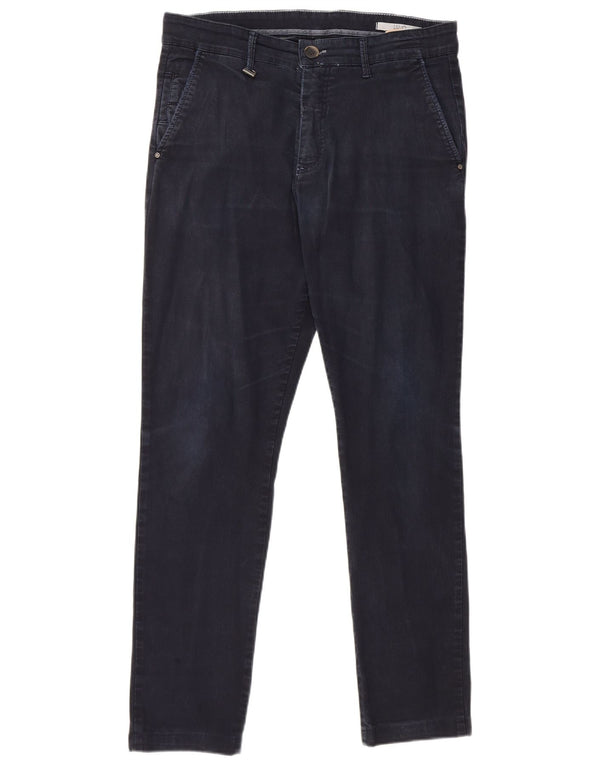 Liu Jo Calça masculina de veludo cotelê slim fit W32 L28 azul marinho
