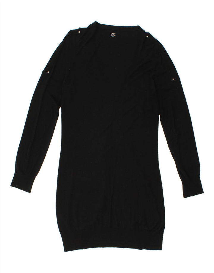TRUSSARDI Womens Longline Cardigan Sweater UK 14 Medium Black Viscose Vintage Trussardi and Second-Hand Trussardi from Messina Hembry 