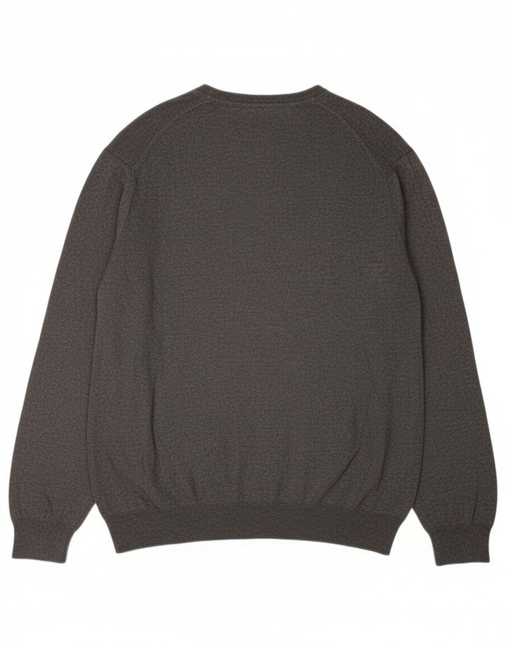 MARKS & SPENCER Mens Regular Fit V-Neck Jumper Sweater 2XL Grey Cotton