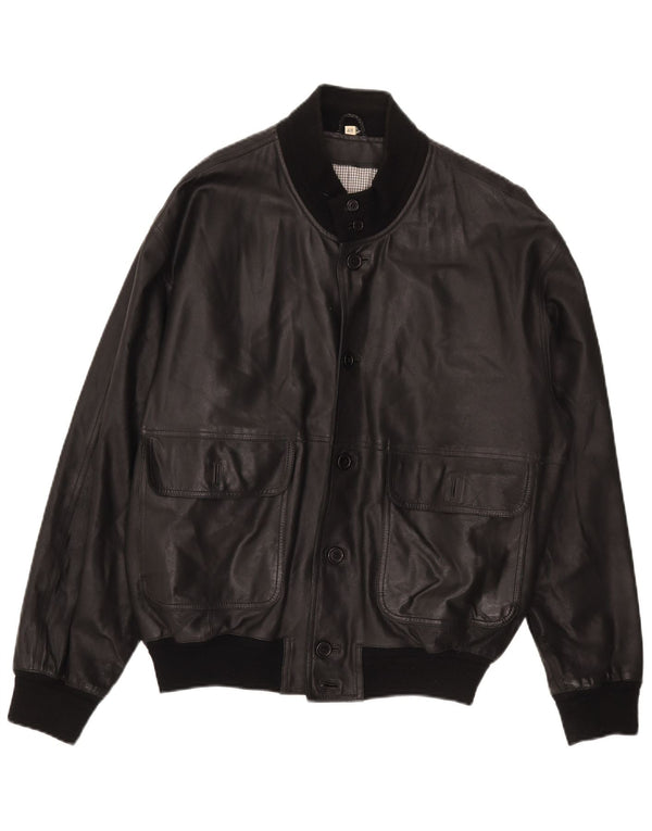 Vintage Mens Leather Jacket IT 48 Medium Black