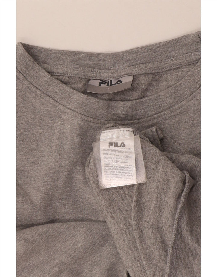 Fila Womens Graphic Sweatshirt Jumper UK 16 Large Grey Cotton