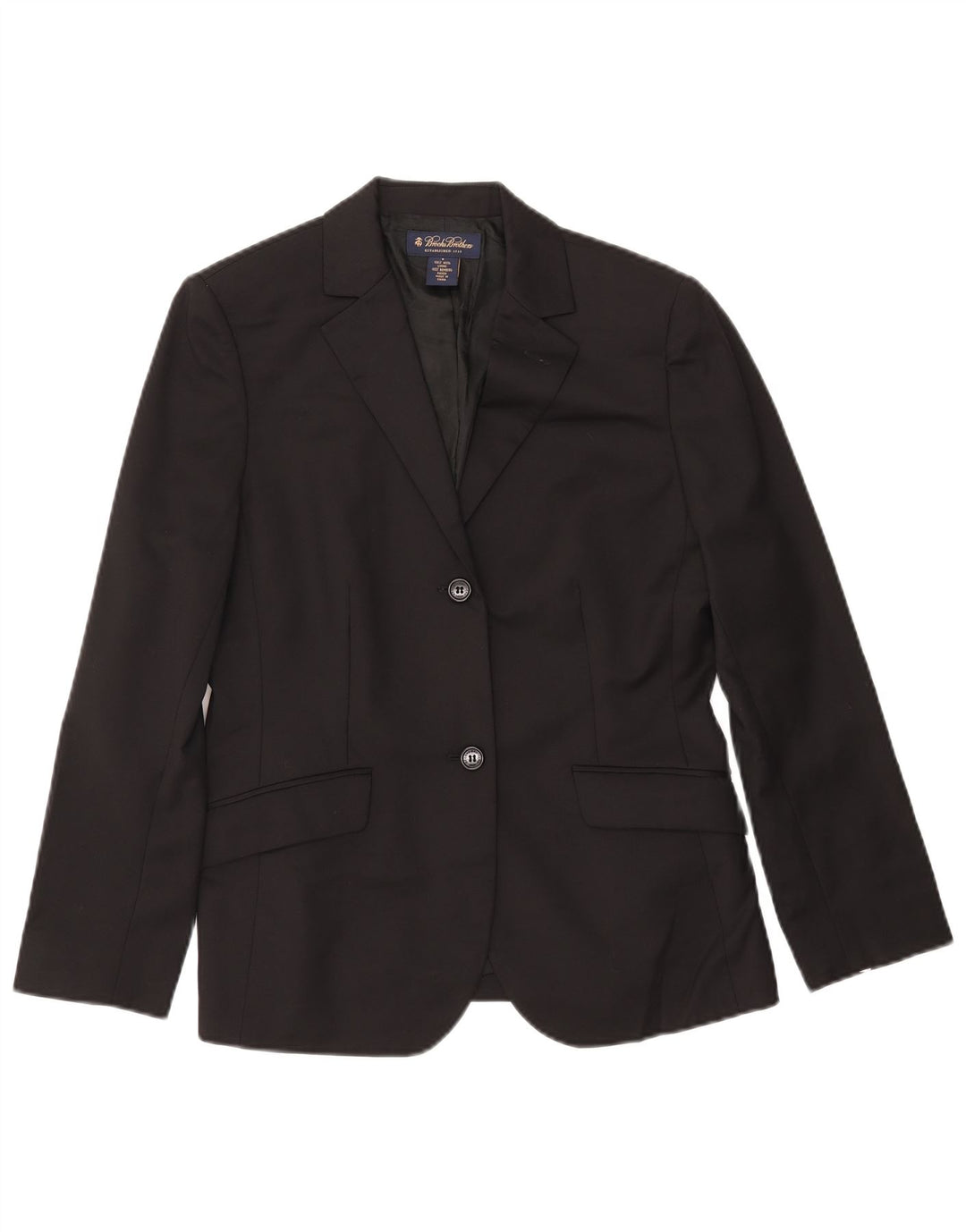 BROOKS BROTHERS Womens 2 Button Blazer Jacket US 6 Medium Black Wool