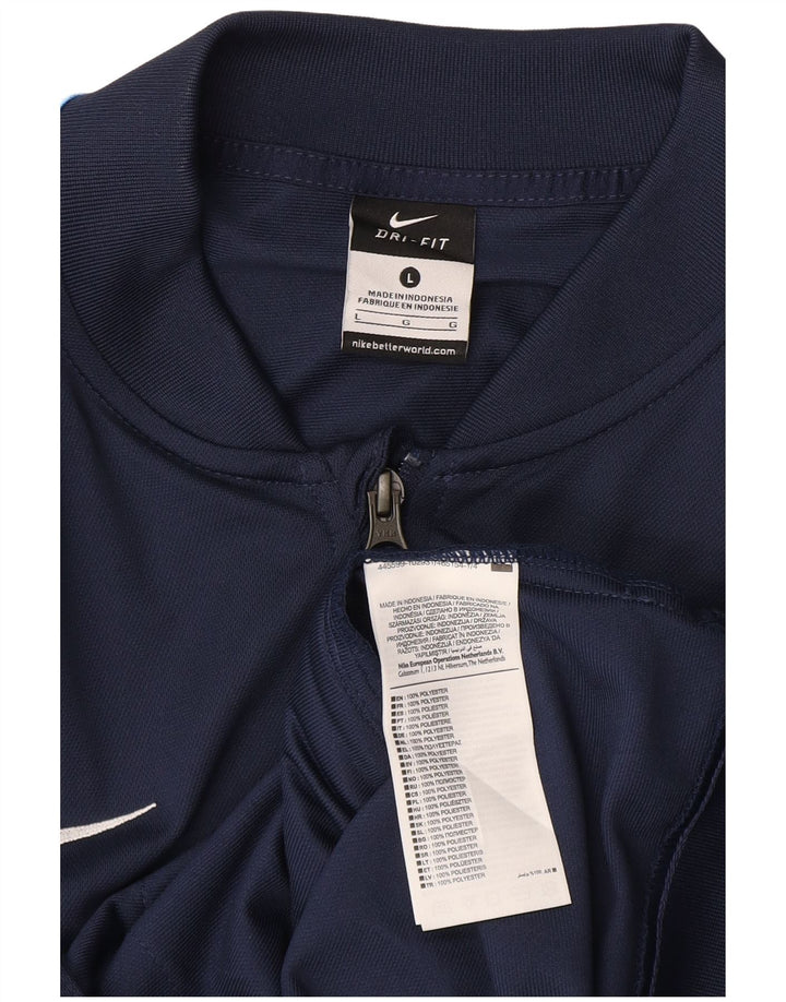 Nike Mens Dri Fit Tracksuit Top Jacket Large Navy Blue Colourblock