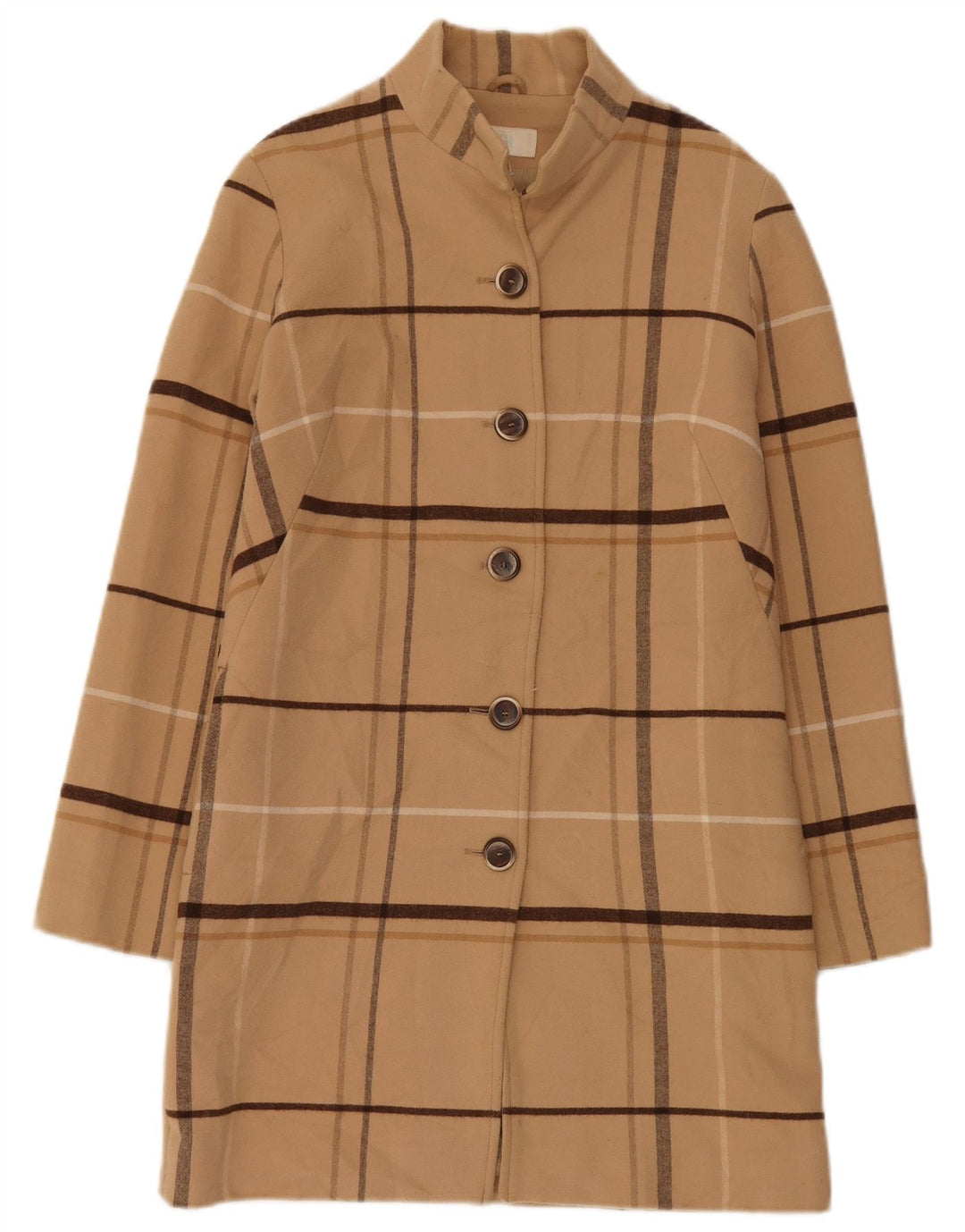 Marks & Spencer Abrigo para mujer UK 8 Small Beige Check Poliéster