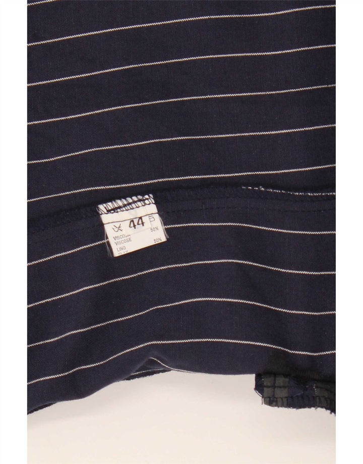 Vintage Womens 4 Button Blazer Jacket IT 44 Medium Navy Blue Striped