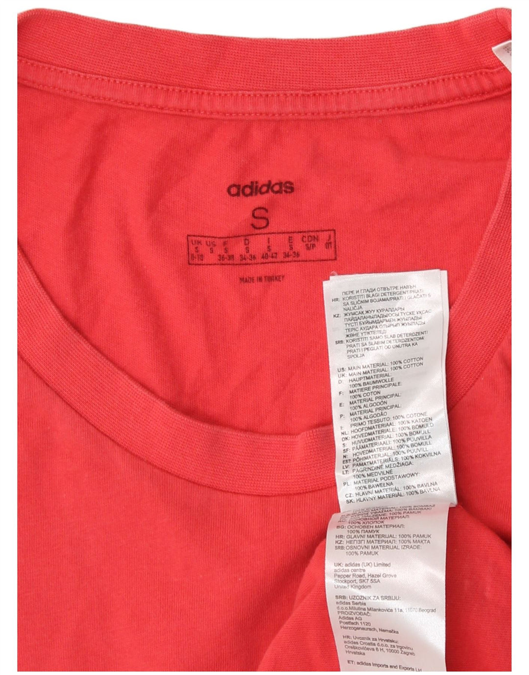 Adidas Womens T-Shirt Top UK 8/10 Small Red