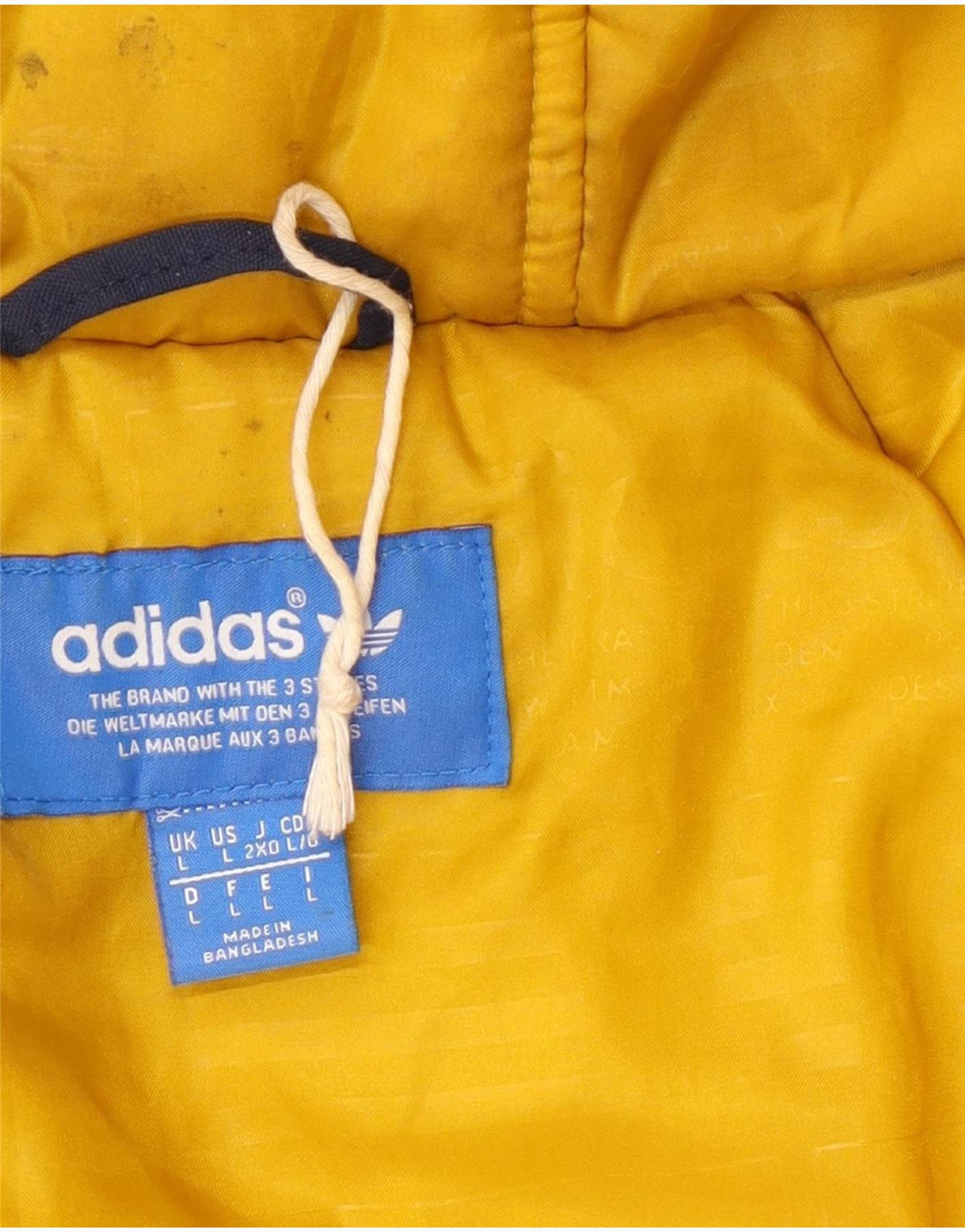 Adidas Mens Hooded Padded Coat UK 40 Large Navy Blue Polyester