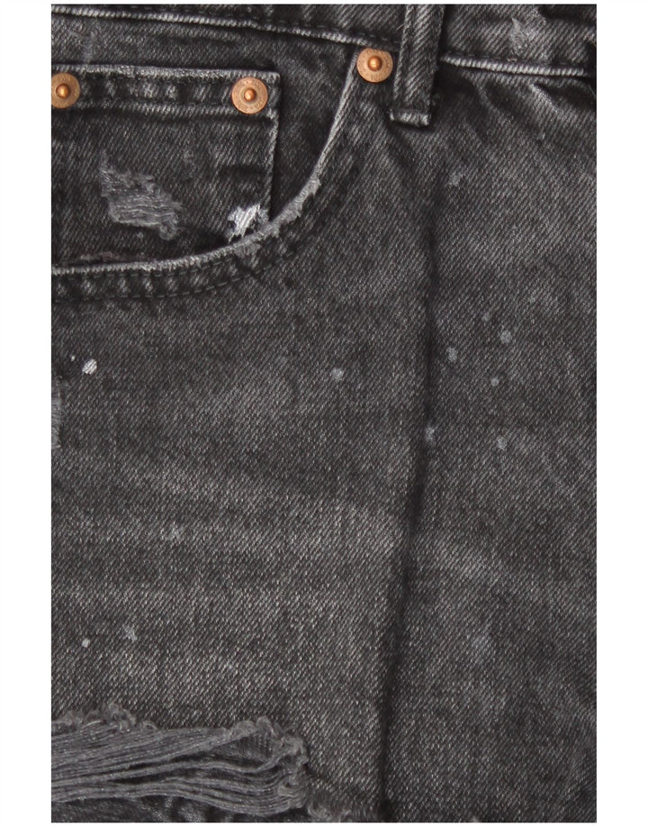 Zara Womens Distressed Denim Shorts EU 36 XS W26 Sort