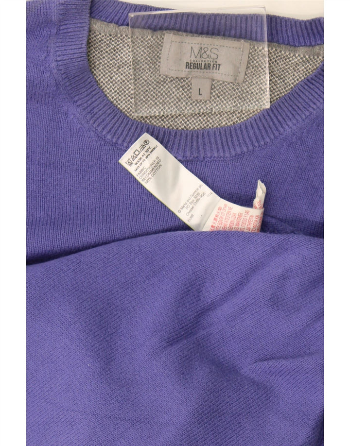 Marks & Spencer Herren-Pullover, reguläre Passform, Rundhalsausschnitt, Größe L, Lila